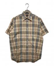 BURBERRY LONDON (バーバリーロンドン) シルクリネンノバチェックリネンシャツ ブラウン サイズ:M
