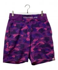 A BATHING APE (アベイシングエイプ) COLOR CAMO SWEAT SHORTS パープル サイズ:M