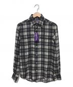 RALPH LAUREN PurpleLabel（ラルフローレン パープルレーベル）の古着「シルク100％チェックシャツ」｜ホワイト×ブラック