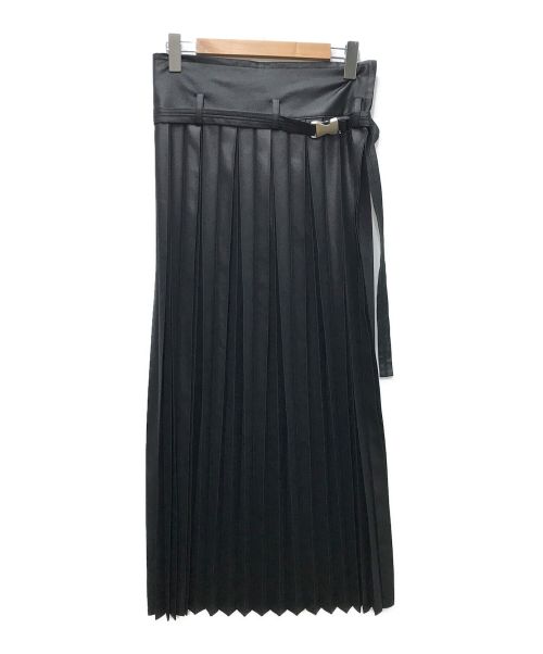 Ujoh（ウジョー）Ujoh (ウジョー) ベルト付フレアロングスカート ブラック サイズ:2の古着・服飾アイテム