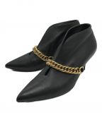 BURBERRY（）の古着「Leather Bronwen Chain Embellished Pointed Toe Ankle Booties」｜ブラック