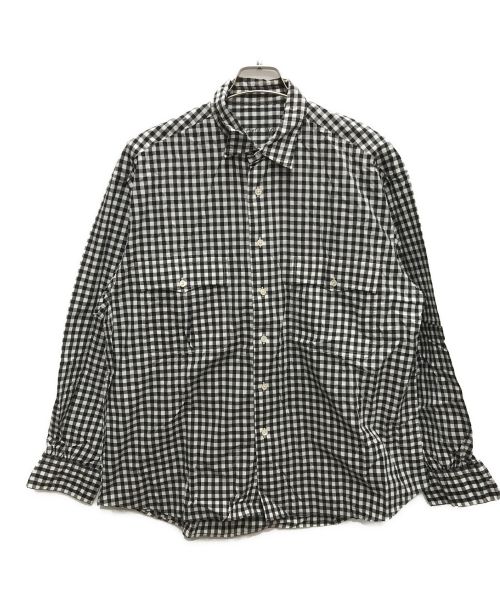 Porter Classic（ポータークラシック）Porter Classic (ポータークラシック) ロールアップシャツ ホワイト×ブラック サイズ:Lの古着・服飾アイテム