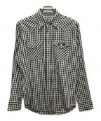 lucien pellat-finetルシアン・ペラフィネ）の古着「カシミヤ混チェックシャツ」｜ホワイト×ブラック