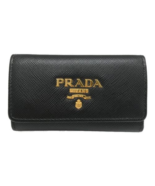 PRADA（プラダ）PRADA (プラダ) サフィアーノレザー 4連キーケース ブラックの古着・服飾アイテム