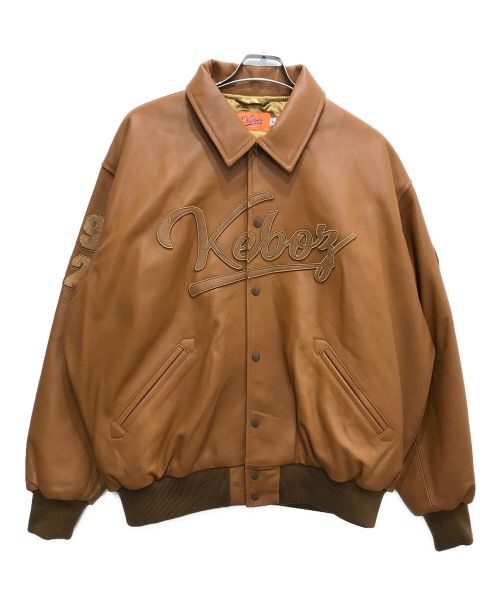 中古・古着通販】KEBOZ (ケボズ) LEATHER VARSITY JACKET ブラウン