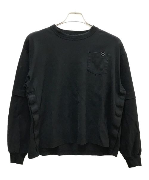 sacai（サカイ）sacai (サカイ) S Cotton Jersey L/S T-Shirt ブラック サイズ:1の古着・服飾アイテム