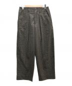 Name.ネーム）の古着「T/W CHECK WIDE PANTS」｜ブラウン