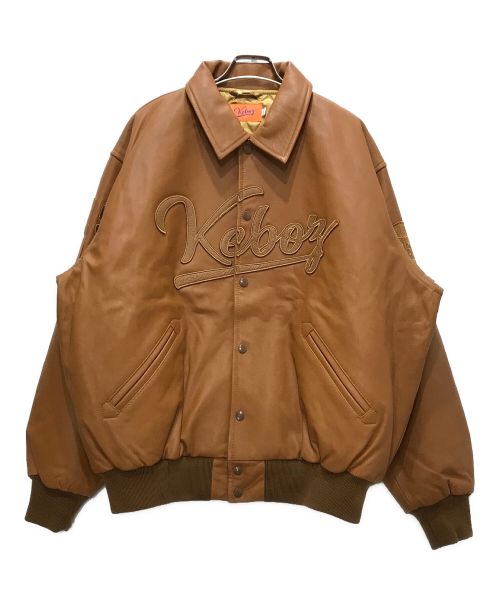 KEBOZ（ケボズ）KEBOZ (ケボズ) LEATHER VARSITY JACKET ブラウン サイズ:Mの古着・服飾アイテム