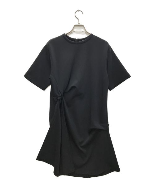 UN3D.（アンスリード）UN3D. (アンスリード) ツイストハーフスリーブトップ チュニック ブラック サイズ:38の古着・服飾アイテム