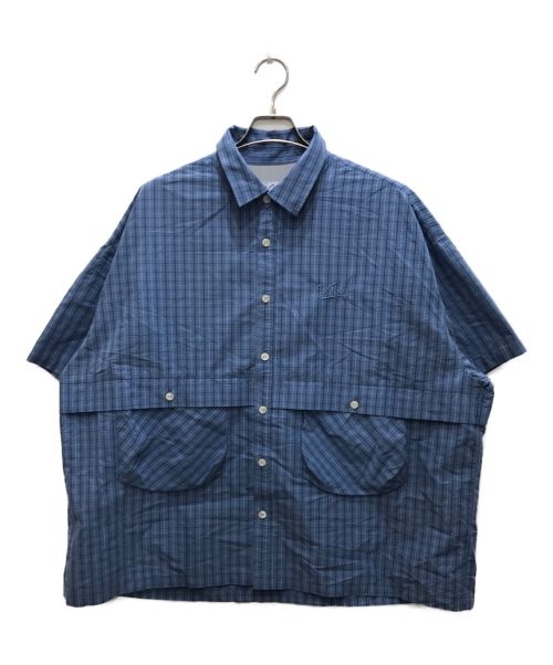 KEBOZ（ケボズ）KEBOZ (ケボズ) CHECK S/S BALL SHIRT ブルー サイズ:Lの古着・服飾アイテム