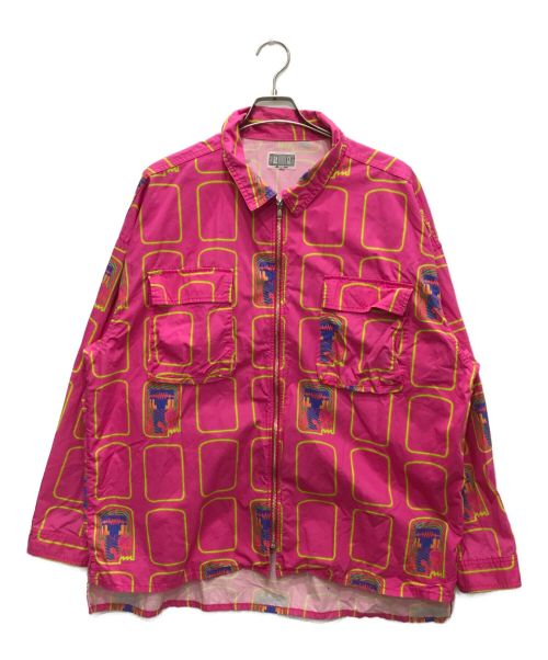 C.E（シーイー キャブエンプト）C.E (シーイー) PINK GRID ZIP SHIRT JACKET ピンク サイズ:XLの古着・服飾アイテム