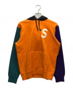 SUPREMEシュプリーム）の古着「S Logo Colorblocked Hooded Sweatshirt」｜オレンジ×ブラック