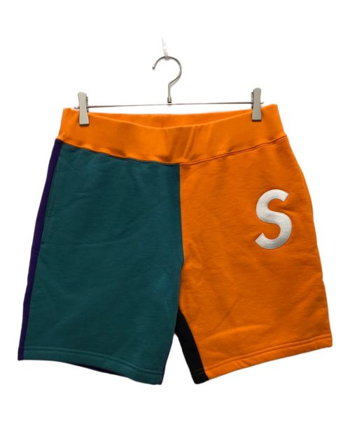 SUPREME（シュプリーム）SUPREME (シュプリーム) S Logo Colorblocked Sweatshort オレンジ×ブラック サイズ:Smallの古着・服飾アイテム