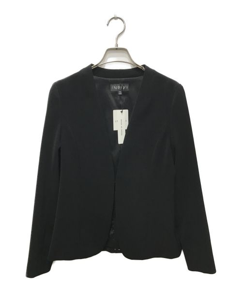 INDIVI（インディヴィ）INDIVI (インディヴィ) ストレッチカラーレスジャケット ブラック サイズ:36 未使用品の古着・服飾アイテム