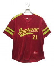 SUPREME (シュプリーム) Velour Baseball Jersey レッド サイズ:L