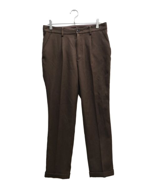 MR.OLIVE（ミスターオリーブ）MR.OLIVE (ミスターオリーブ) ONE PLEATS STA-PREST TAPERED PANTS ブラウン サイズ:Largeの古着・服飾アイテム
