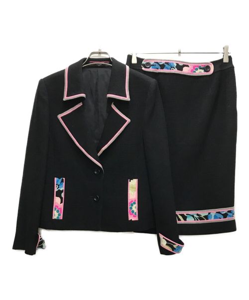 LEONARD FASHION（レオナールファッション）LEONARD FASHION (レオナールファッション) ウールスカートセットアップ ブラック サイズ: 9AR/73-97の古着・服飾アイテム