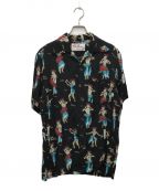 Aloha Blossomアロハブロッサム）の古着「HULA GIRLアロハシャツ/フラガールアロハシャツ」｜ブラック