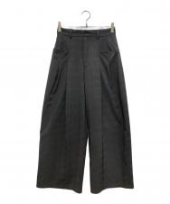 NOUNLESS (ナウンレス) CHECK RELAX WIDE PANTS グレー サイズ:size2