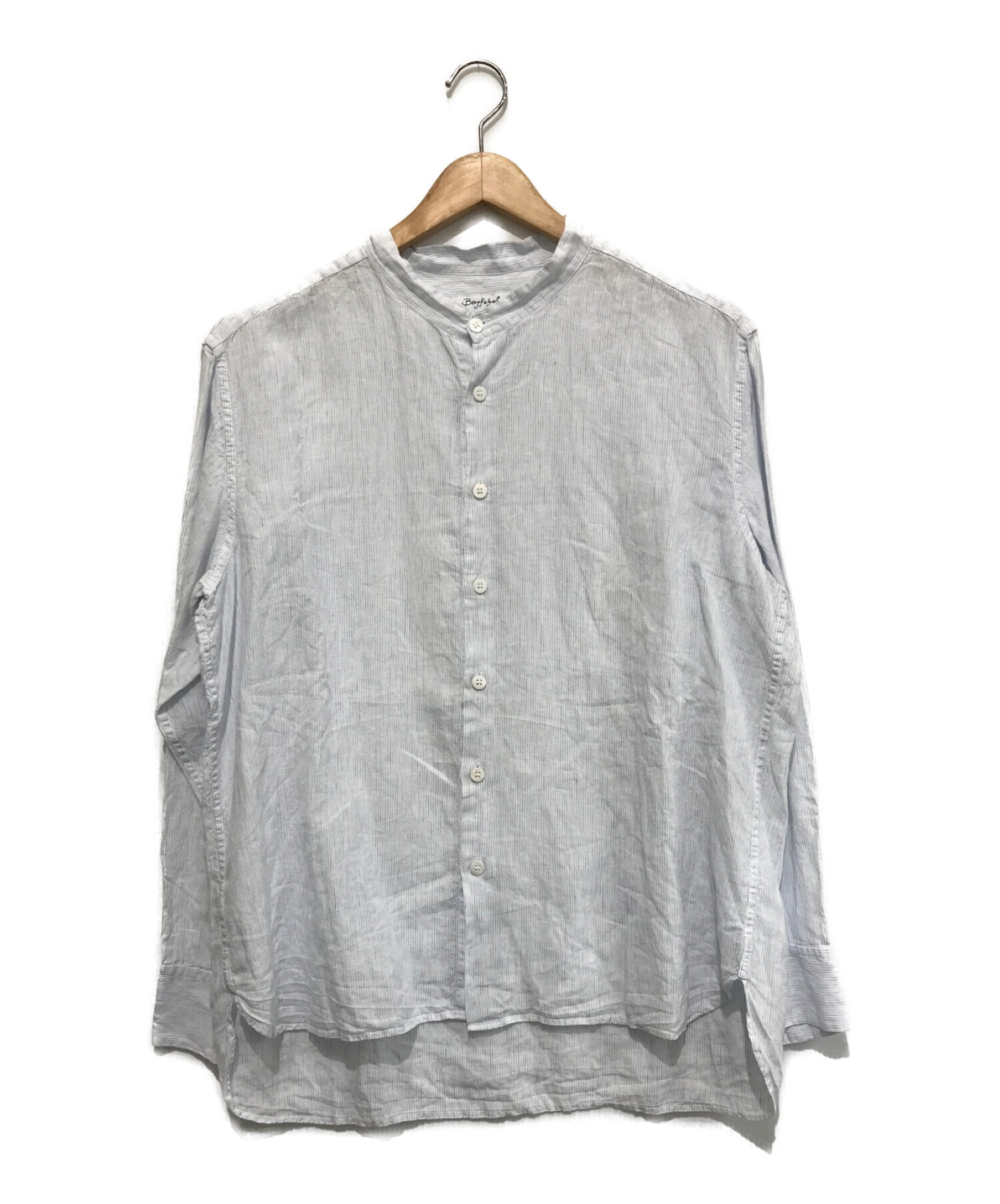 Bergfabel (バーグファベル) Farmer Shirt 3 Pocket ホワイト×ブルー サイズ:50