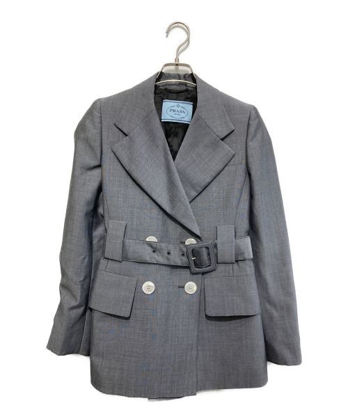 PRADA（プラダ）PRADA (プラダ) ダブルブレストジャケット グレー サイズ:SIZE 38Sの古着・服飾アイテム