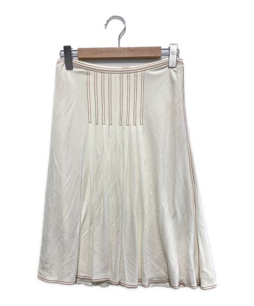HERMES（エルメス）HERMES (エルメス) ステッチドスカート ホワイト×レッド サイズ:SIZE 36の古着・服飾アイテム
