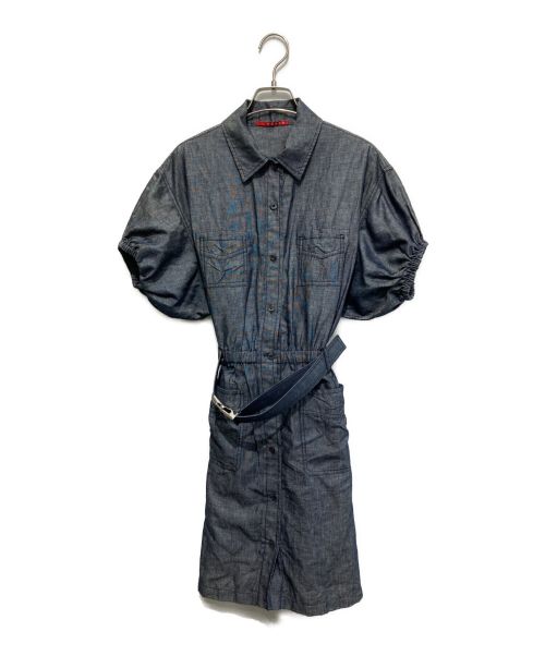 PRADA（プラダ）PRADA (プラダ) ベルテッドシャツワンピース ネイビー サイズ:SIZE 38の古着・服飾アイテム