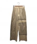 LE CIEL BLEUルシェルブルー）の古着「Geometrical Printed Pants」｜ベージュ×ブラック
