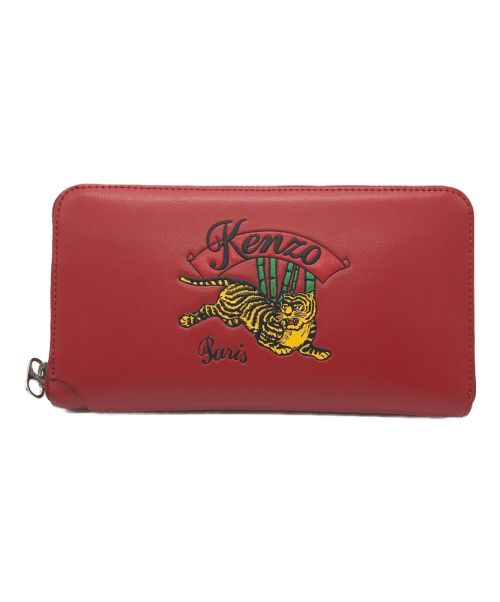 KENZO（ケンゾー）KENZO (ケンゾー) Jumping Tiger Leather Continental Wallet レッドの古着・服飾アイテム