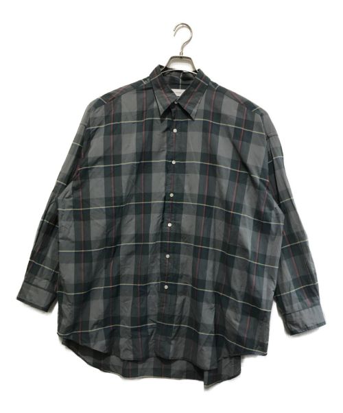 Graphpaper（グラフペーパー）Graphpaper (グラフペーパー) Sheer Check Oversized Regular Collar Shirt グレー サイズ:Fの古着・服飾アイテム