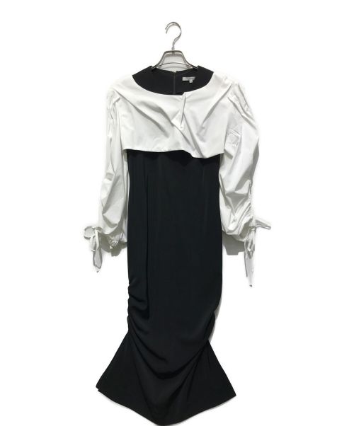 UN3D.（アンスリード）UN3D. (アンスリード) コンビワンピース ホワイト×ブラック サイズ:36の古着・服飾アイテム