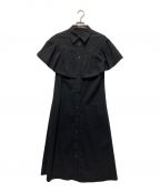 ADOREアドーア）の古着「コットンナイロンギャザーケープシャツドレス」｜ブラック