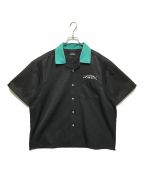 X-LARGEエクストララージ）の古着「オープンカラー ボーリングシャツ」｜ブラック×グリーン