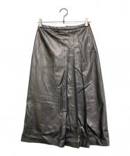 TOMORROW LAND (トゥモローランド) ロイヤルレザーライククロス アシンメトリープリーツスカート グレー サイズ:34