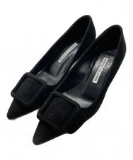 Manolo Blahnik (マノロブラニク) スウェードパンプス ブラック サイズ:34 1/2