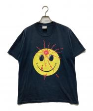 Hanes (ヘインズ) ブチ抜き スマイルTシャツ ブラック サイズ:M