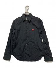 PLAY COMME des GARCONS (プレイコムデギャルソン) ハートロゴ刺繍長袖シャツ ブラック サイズ:S
