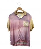 FUMITO GANRYU（）の古着「Watteau pleats Hawaiian shirt landscape」｜ピンク