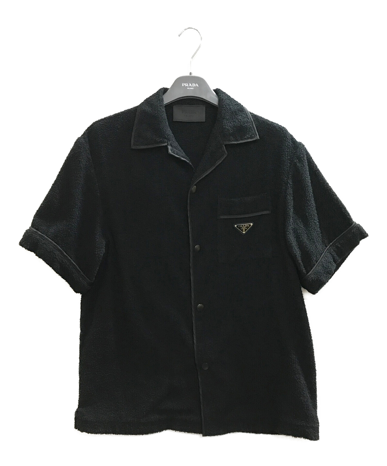 【中古・古着通販】PRADA (プラダ) コットンテリーボウリングシャツ ブラック サイズ:SIZE XS｜ブランド・古着通販 トレファク公式