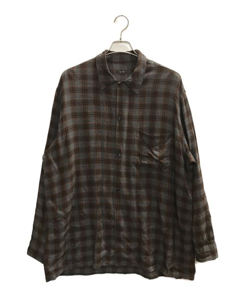 COMOLI（コモリ）COMOLI (コモリ) レーヨンオープンカラーシャツ ブラウン×グレー サイズ:3の古着・服飾アイテム