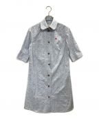 Vivienne Westwood RED LABEL（）の古着「CHOICE オーブ刺繍 丸襟マルチドット柄S/Sシャツワンピース」｜ブルー