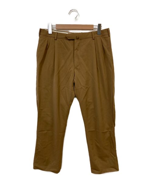 CARUSO（カルーゾ）CARUSO (カルーゾ) ストレッチウールギャバジンソリッド1プリーツテーパードパンツ ブラウン サイズ:XLの古着・服飾アイテム