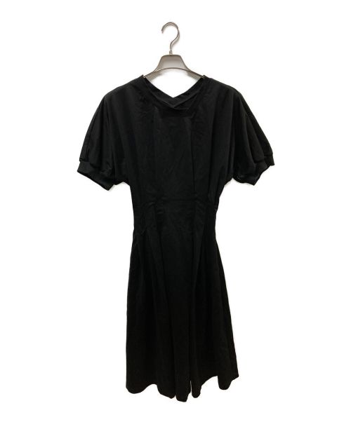 YOHJI YAMAMOTO（ヨウジヤマモト）YOHJI YAMAMOTO (ヨウジヤマモト) タックフレアワンピース ブラック サイズ:2の古着・服飾アイテム