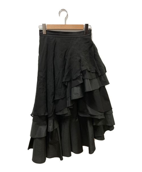 YOHJI YAMAMOTO（ヨウジヤマモト）YOHJI YAMAMOTO (ヨウジヤマモト) ラッフル フレアスカート ブラック サイズ:1の古着・服飾アイテム