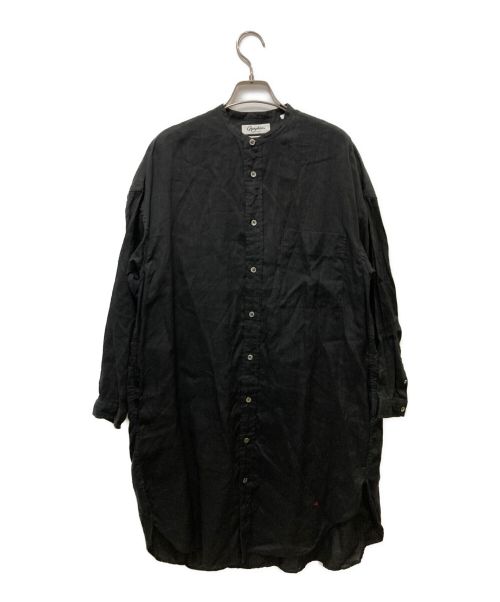 Gymphlex（ジムフレックス）Gymphlex (ジムフレックス) バンドカラー L/S リネンシャツワンピース ブラック サイズ:12の古着・服飾アイテム
