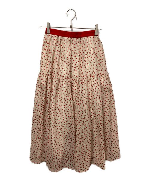OBLI（オブリ）OBLI (オブリ) ドットレーススカート ベージュ×レッド サイズ:Mの古着・服飾アイテム