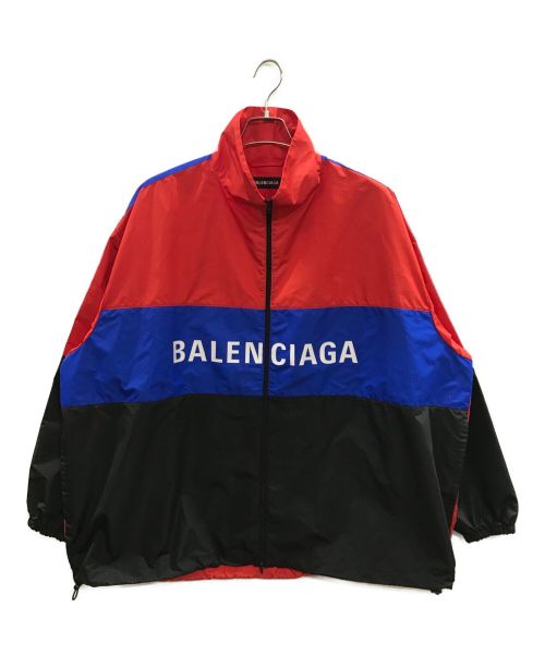 BALENCIAGA（バレンシアガ）BALENCIAGA (バレンシアガ) LOGO POPLIN TRACK SUIT レッド×ブルー サイズ:46の古着・服飾アイテム