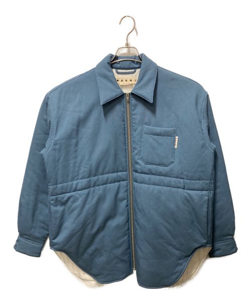 MARNI（マルニ）MARNI (マルニ) ウールソリッドパデットシャツシルエットブルゾン ブルー サイズ:44の古着・服飾アイテム