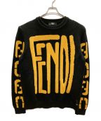 FENDIフェンディ）の古着「ビッグ ロゴ クルーネック ニット セーター」｜ブラック