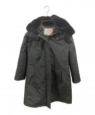 WOOLRICH (ウールリッチ) ファー付き ボウブリッジコート ブラック サイズ:XS